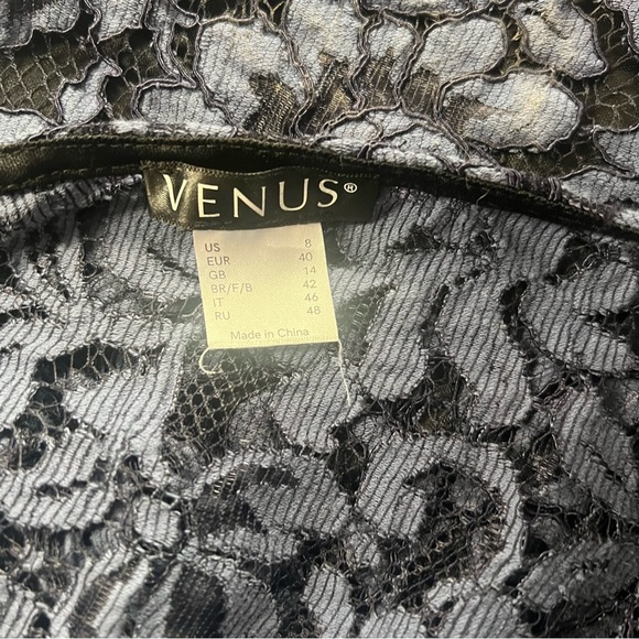 VENUS Blue and Black Floral Lace Dress - Picture 3 of 14